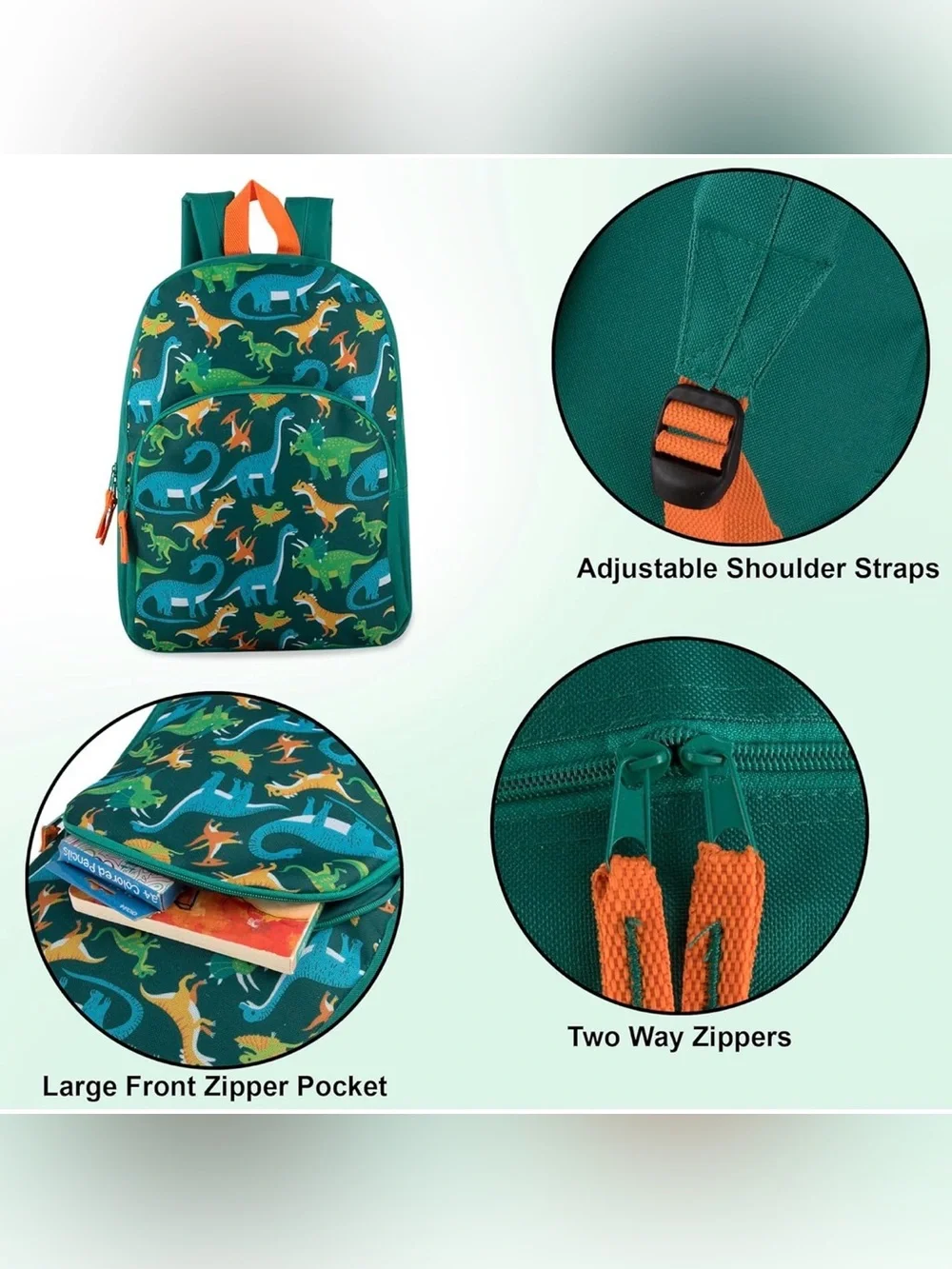 Dinosaur Print Backpack | Kids School Backpack | Teal Backpack Preschool Kinder